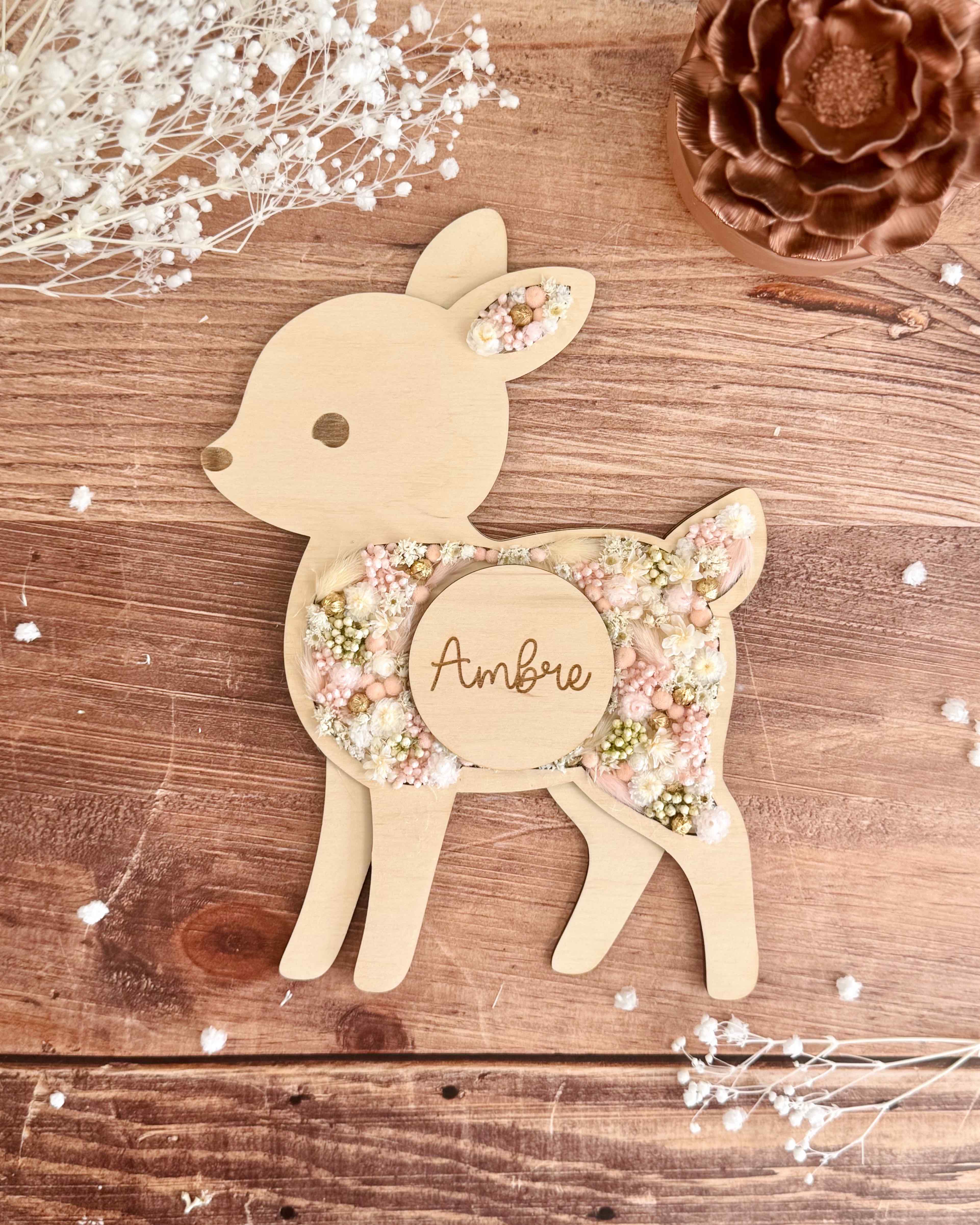 Carte étape animaux & fleurs séchées
