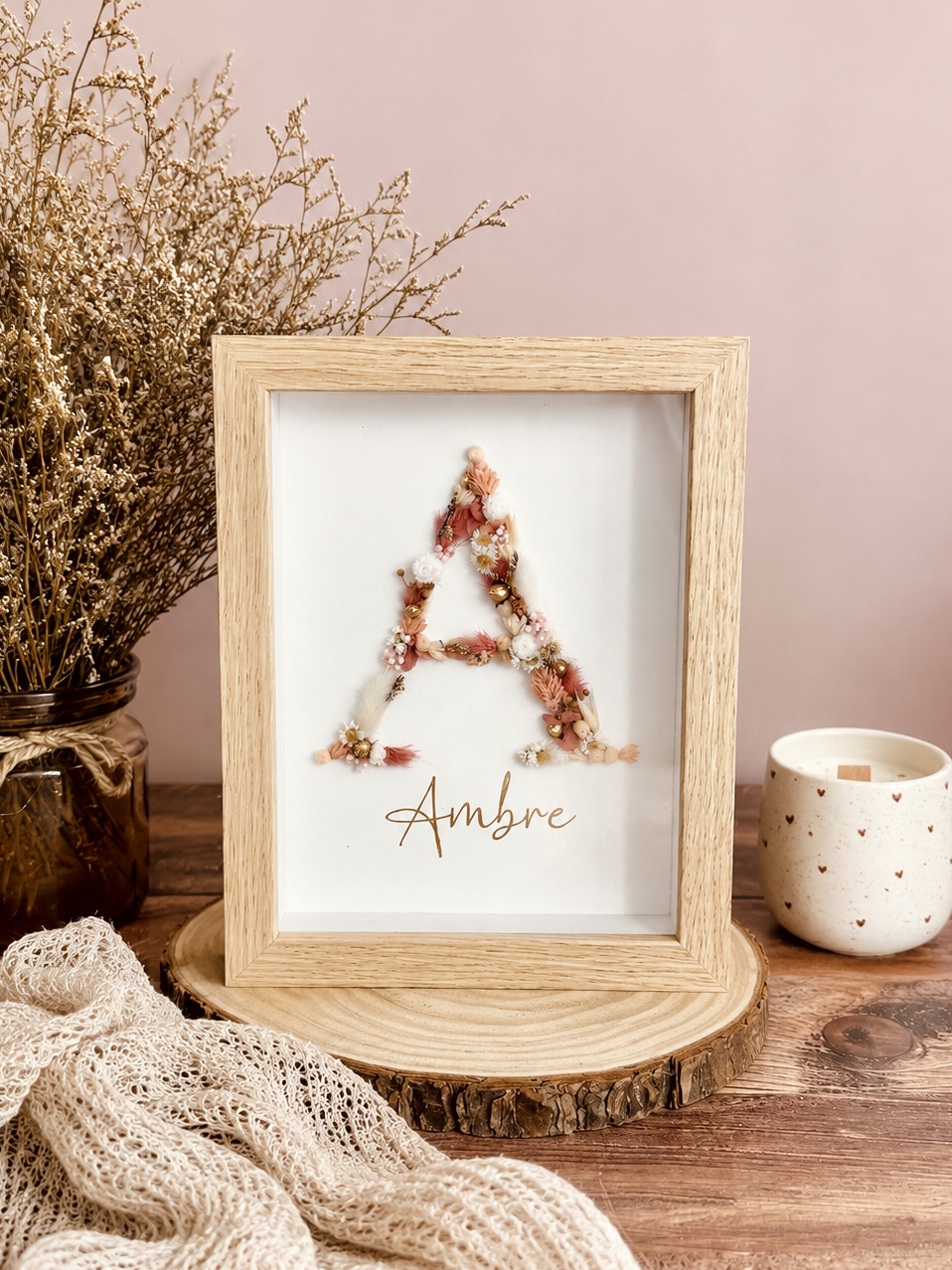 Cadre lettre fleurie - Taille S